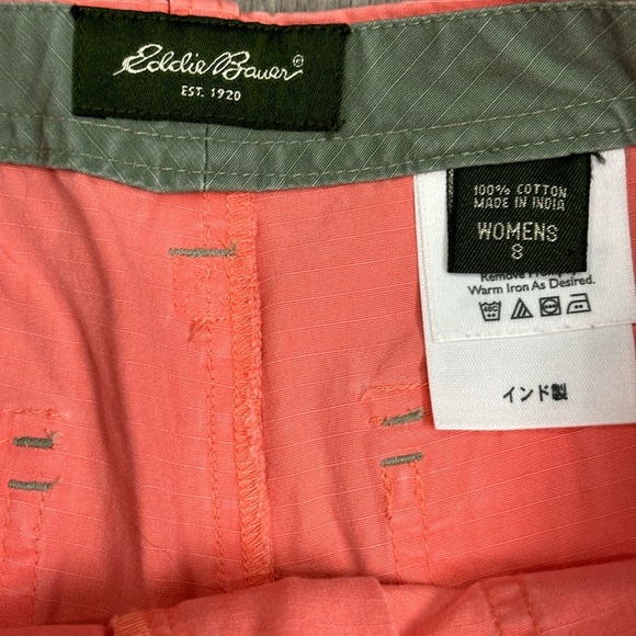 Women’s Eddie Bauer 8 Medium Shorts Ripstop Chino Khakis Pink Bermuda Rolled Hem - Picture 8 of 9